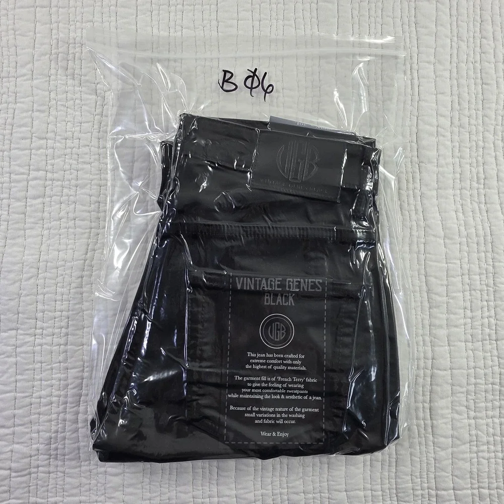 VGB Vintage Genes Black Mens 28x30 Slim Fit French Terry Stretch Denim Jeans